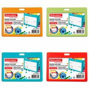 Бейдж горизонтальный (54х90 мм) АССОРТИ, голубой, красный, салатовый, оранжевый, BRAUBERG ULTRA COLOR, 238822