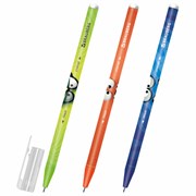 Ручка стираемая гелевая, кросс-серия "МОНСТРИКИ", BRAUBERG, СИНЯЯ, корпус ассорти, игольчатый наконечник 0,5 мм, линия 0,35 мм, 144484