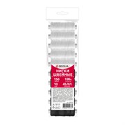 Нитки швейные 45 ЛЛ, 150 м, полиэстер, НАБОР 10 штук, 5 белых / 5 черных, DEVELIA (Девелиа), 609619