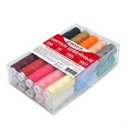 Нитки швейные 40/2, 200 м, полиэстер, НАБОР 30 цветов, в ПОДАРОК набор игл, DEVELIA (Девелиа), 609626