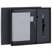 Ежедневник в наборе с ручкой А5, 144x210 мм, BRAUBERG "Style" под кожу, 160 листов, черный, 116860