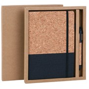 Блокнот в наборе с ручкой А5, 145х213 мм, BRAUBERG "Cork", под кожу, ЭКО обложка, 80 листов, черный, 116865