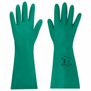 Перчатки нитриловые КЩС, ULTRA STRONG, химически устойчивые, с хлопковым напылением, зеленые, размер 8-8,5 M (средний), RABBITEX, 700911