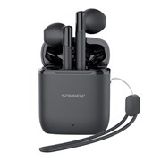 Наушники беспроводные TWS вкладыши с микрофоном, SONNEN EP-BH10B, Bluetooth 5.3, черные, 514122