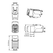 Экранированная вставка Hyperline KJ9-8P8C-C6-90-SH-F