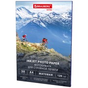 Фотобумага матовая, А4, 120 г/м2, односторонняя, 50 листов, BRAUBERG EXTRA, 364485