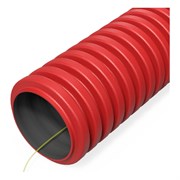 Гибкая гофрированная двустенная труба Промрукав ПНД тип 450 SN34 с зондом красная d32 50м