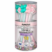 Ручка с топпером с блёстками шариковая масляная FUNSTER (ФАНСТЕР) "SHINY MIX", СИНЯЯ, корпус ассорти, узел 0,7 мм, линия 0,35 мм, 144371