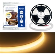 Светодиодная лента LED FERON LS651 180SMD 2835 14.4Вт/м 5м IP68 12V неоновая, теплый белый