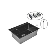 Кухонная мойка WISENT ws36050b с pvd покрытием (60x50 см) с раздвижным коландером и дозатором