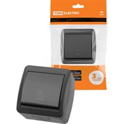Кнопка звонковая TDM ELECTRIC открытой установки IP44 6А серая "Селигер"