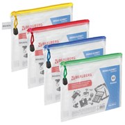 Папка-конверт на молнии МАЛЫЙ ФОРМАТ (238х180 мм) А5, молния ассорти, ПВХ, прозрачная, BRAUBERG "Segment", 223887