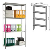 Стеллаж металлический ПРАКТИК "MS KD", сборная стойка, 1950х1000х600 мм, 4 полки, MS 200/100х60/4