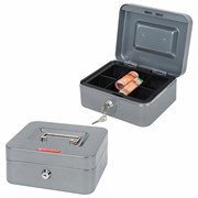 Ящик для денег, ценностей, документов, печатей, 90х160х200 мм, ключевой замок, серебристый, BRAUBERG, 291352