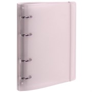 Тетрадь на кольцах А5 175х220 мм, 120 л., пластик с блестками, с резинкой и разделителями, BRAUBERG, Розовый, 404634