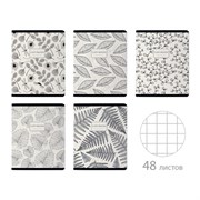 Тетрадь А5, 48 л., BRUNO VISCONTI, скоба, клетка, Soft-Touch, фольга, "BLACK&WHITE.FLORA" (5 видов), 7-48-1369