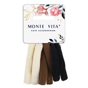 Резинки для волос НАБОР 6 шт., мягкие, большие, чёрный, коричневый, бежевый, MONTE VITA (МОНТЕ ВИТА), 457045