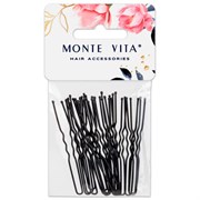 Шпильки для волос НАБОР 20 шт., 6 см, чёрный, MONTE VITA (МОНТЕ ВИТА), 457103