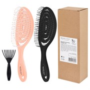 Расческа для волос массажная 22х7 см, НАБОР 2 шт. + щетка для чистки В ПОДАРОК, MONTE VITA (МОНТЕ ВИТА), 457435