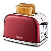 Тостер KITFORT КТ-2036-1, 950 Вт, 2 тоста, 8 режимов, цифровой дисплей, металлический, красный