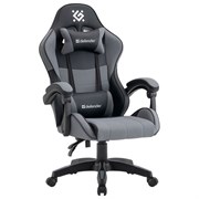 Кресло компьютерное DEFENDER "Strider", 2 подушки, ткань/экокожа, черное/серое, 64056