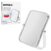 Зеркало настольное BRABIX, 19х16 см, двустороннее, с увеличением, прозрачная рамка, 607423