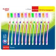 Зубная щетка жесткая, КОМПЛЕКТ 12 шт. (10 + 2 в подарок), LAIMA DENT WHITENING, 609690