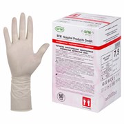 Перчатки латексные стерильные хирургические, КОМПЛЕКТ 50 пар (100 штук), Германия, размер 7,5, М (средний), SFM