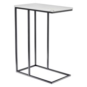 Придиванный столик BRADEX loft 50x30 см, белый мрамор, с черными ножками