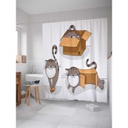 Шторка-занавеска для ванной JoyArty Коты и коробки