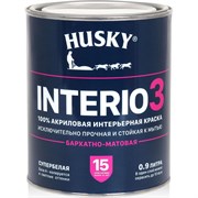 Краска HUSKY INTERIO 3 бархатно-матовая, интерьерная, 0,9 л 32491