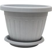 Кашпо ООО КЗНМ сильвер эко с блюдцем d 42, объём 24,6л меланж (серый мрамор)