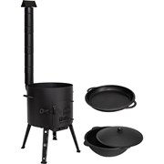 Печь Davr Metall печь+казан10(круг)+сковорода