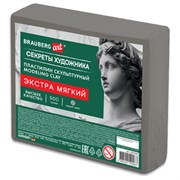 Пластилин скульптурный ЭКСТРА МЯГКИЙ СЕРЫЙ "Секреты художника", 0,5 кг, BRAUBERG ART, 107504