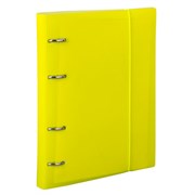 Тетрадь на кольцах А5 175х220 мм, 120 л., пластик, клетка, с резинкой, BRAUBERG, желтая, 403570