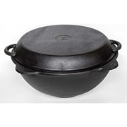 Чугунный казан Davr Metall казан10(плоск)+крыш(сков)10л