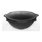 Чугунный казан Davr Metall казан10(плоск)+крыш(садж)10л