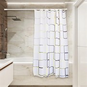Штора для ванной Сантис peva pv-103 (абстракция квадраты) 75 gsm 180x180 см