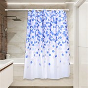 Штора для ванной Сантис peva pv-124 (голубой листопад) 75 gsm 180x180 см