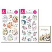 Переводные картинки для яиц, НАБОР 2 листа 20x11 см "Весенние", открытка, ЗОЛОТАЯ СКАЗКА, 592651