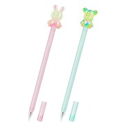 Ручка с акриловым топпером шариковая FUNSTER "BEAR&BUNNY", СИНЯЯ, ассорти, пишущий узел 0,7 мм, линия письма 0,35 мм, 144372
