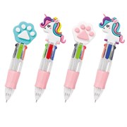 Ручка мини многоцветная с топпером шариковая автоматическая 4 ЦВЕТА FUNSTER "MIX", ассорти, пишущий узел 0,7 мм, линия письма 0,35, 144378