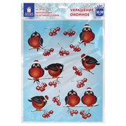 Наклейка для окон двусторонняя МНОГОРАЗОВАЯ 30х38 см "Снегири", ЗОЛОТАЯ СКАЗКА, 591185