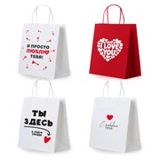 Пакет подарочный (1 штука) 26х13х32см (L) "Love Story", ассорти, крафт, ЗОЛОТАЯ СКАЗК, 700821
