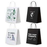 Пакет подарочный (1 штука) 26х13х32см (L) "Woman Funny Notes", ассорти, крафт, ЗОЛОТАЯ СКАЗКА, 700822