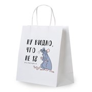 Пакет подарочный (1 штука) 26х13х32см (L) "Крыска", крафт, ЗОЛОТАЯ СКАЗКА, 700849