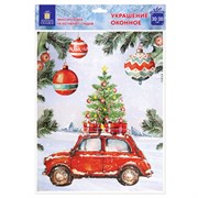 Наклейка для окон двусторонняя, 30х38 см, "Машинка", глиттер, серебро, ЗОЛОТАЯ СКАЗКА, 592578