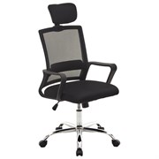 Кресло CROMEX (КРОМЕКС) "Debut CH-697", ХРОМ, с подлокотниками, механизм качания, сетка/ткань TW, черное, 533068