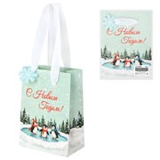 Пакет подарочный (1 штука) новогодний 11х6х15 см "Simple magic", ламинация, ЗОЛОТАЯ СКАЗКА, 592450