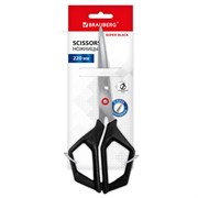 Ножницы BRAUBERG "Super black" 220 мм, черные, 3-х сторонняя заточка, ручки из ABS пластика, 238855